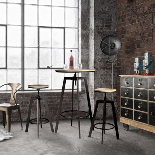 Table Haute Avec Tabourets Design Industriel Aria - 2 Personnes - Noir