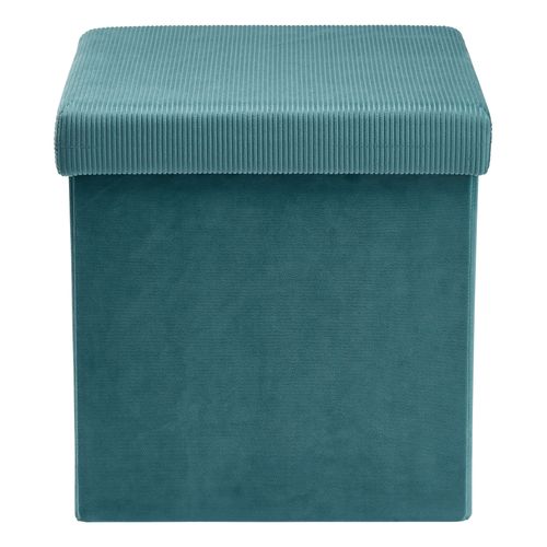 Pouf Coffre Pliable En Velours Design Giulia - L. 38 X H. 38 Cm - Bleu