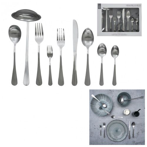 Ménagère 39 Pièces En Inox Brossé Inox