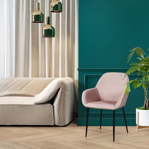 Fauteuil Velours Côtelé Giulia Rose Poudré - Rose