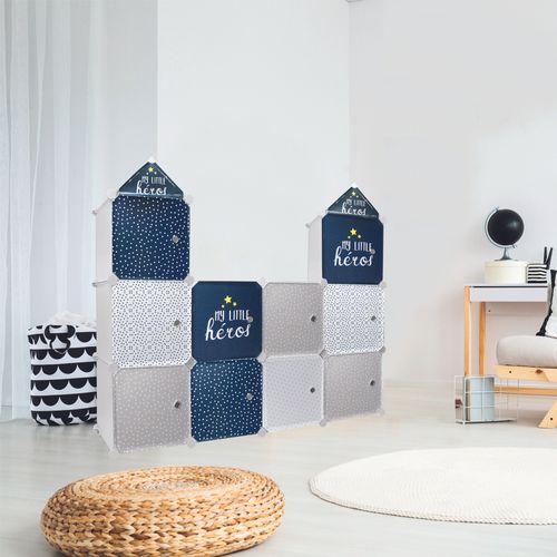 Rangement Enfant 3 Cubes Modulables My Little Héros My Little Héros – Bleu et Gris