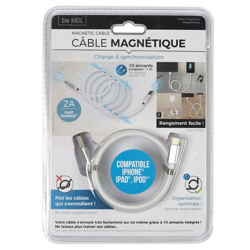 Câble Magnétique Smartphone "charge et Synchronisation" 100cm Blanc