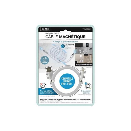Câble Magnétique Smartphone "charge et Synchronisation" 100cm Blanc