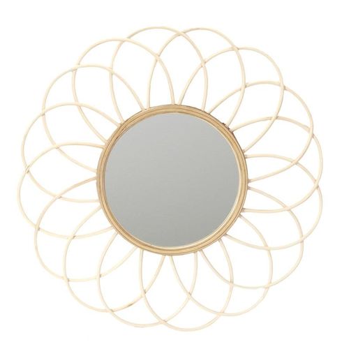 Miroir Mural En Rotin "rosace" 56cm Naturel
