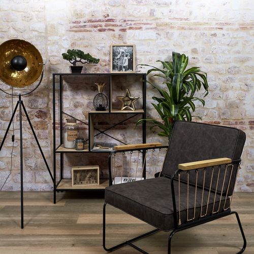 Etagère Edison - H. 113 Cm - Noir Et Bois