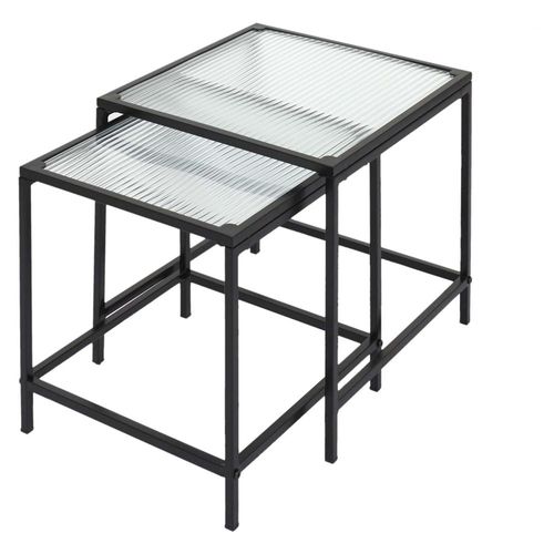 Tables Gigognes Plateau En Verre Texturé Rosa (lot De 2)