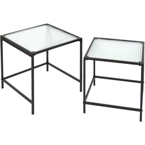 Tables Gigognes Plateau En Verre Texturé Rosa (lot De 2)