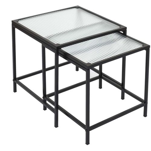 Tables Gigognes Plateau En Verre Texturé Rosa (lot De 2)