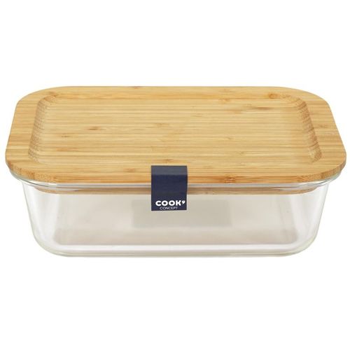 Lunch Box Verre et Bambou "repas" 1,4l Transparent