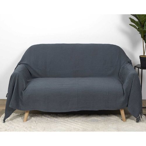 Jeté De Canapé "gaufré" 170x250cm Gris Anthracite