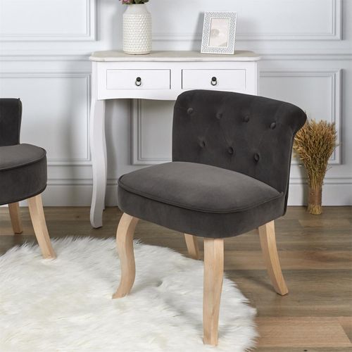 Fauteuil En Velours Design "eleonor" 68cm Gris