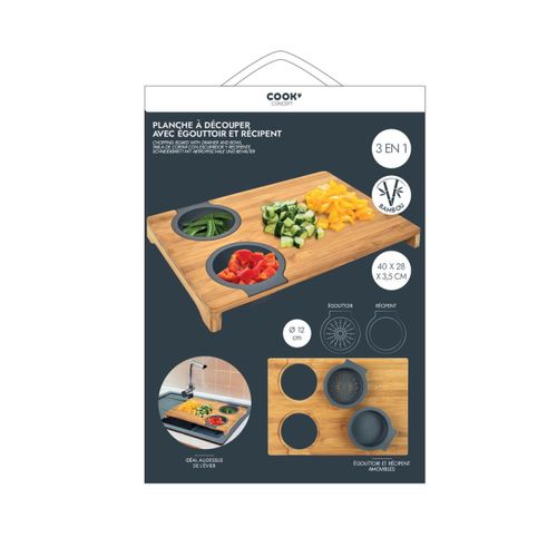 Planche à Découper "3 En 1" 40cm Naturel