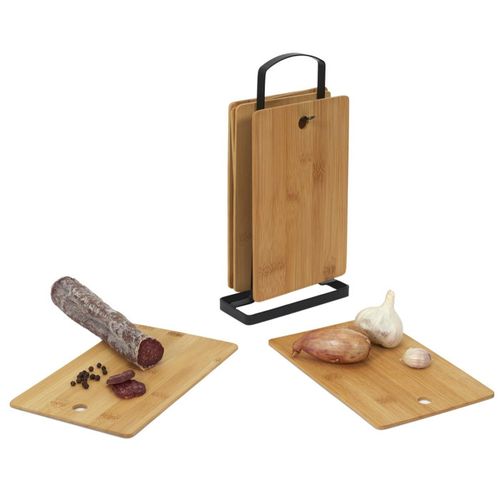 Set De 6 Planches à Découper En Bambou Avec Socle En Métal