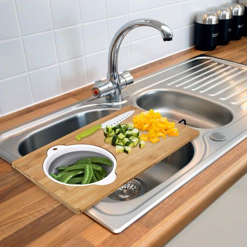 Planche à Découper En Bambou Avec Passoire Intégrée