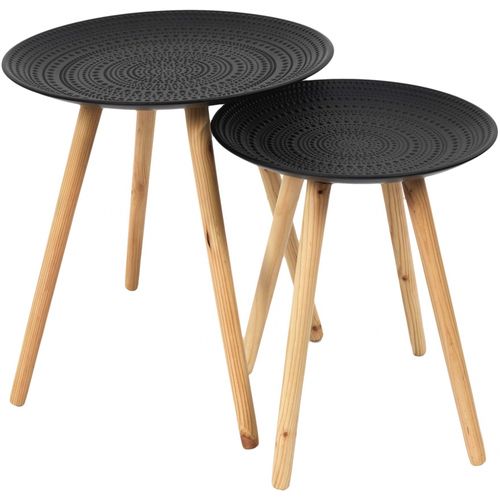 Tables Gigognes Rondes Relief (lot De 2) Noir