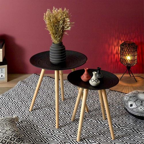 Tables Gigognes Rondes Relief (lot De 2) Noir