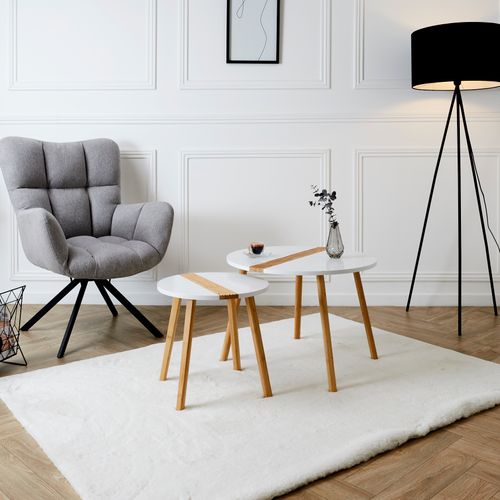 Tables Gigognes Bicolores Relief (lot De 2) Blanc