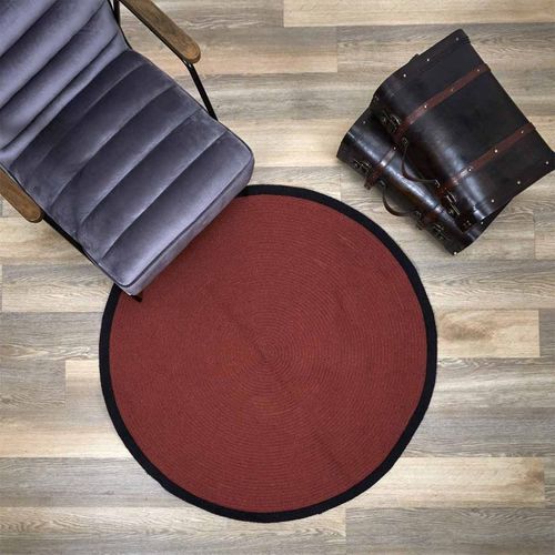 Tapis Rond En Coton "bord" 120cm Terracotta et Noir