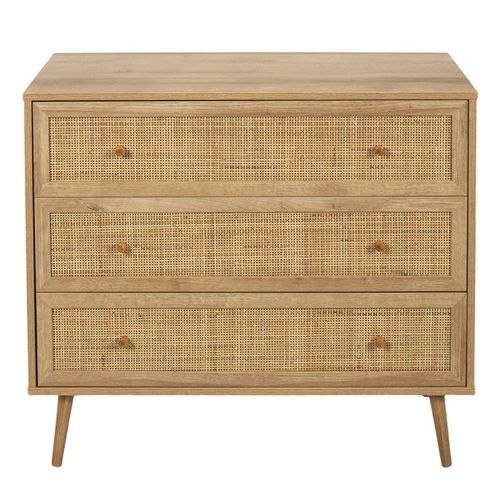 Commode 3 Tiroirs Rotin Et Bois Bali