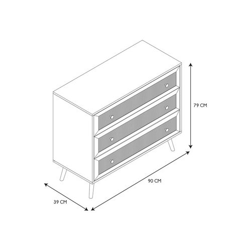 Commode 3 Tiroirs Rotin Et Bois Bali
