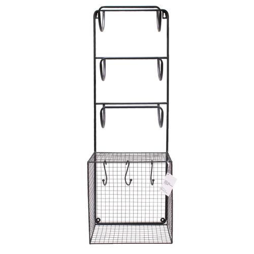 Porte Serviettes et Étagère "métal" 82cm Noir