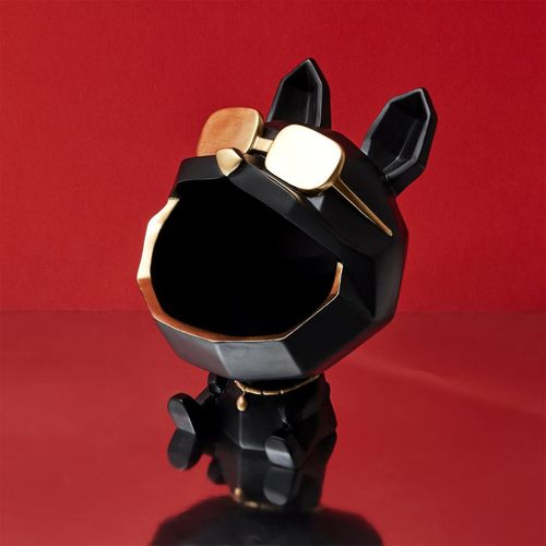 Vide Poche Chien Lunettes Dorées Origami Noir Et Doré