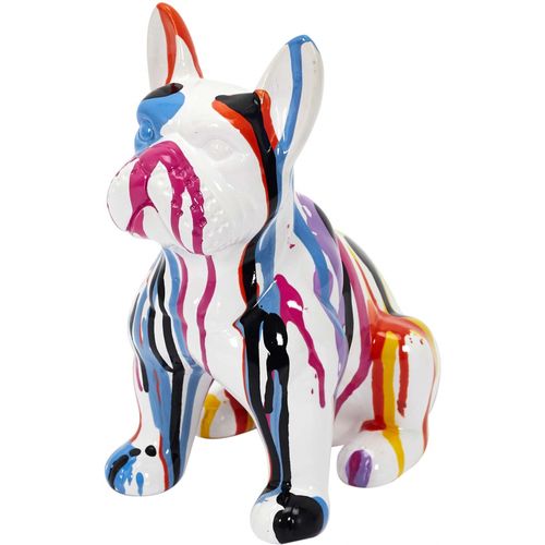 Bouledogue En Céramique Assis 20 Cm Multicolore
