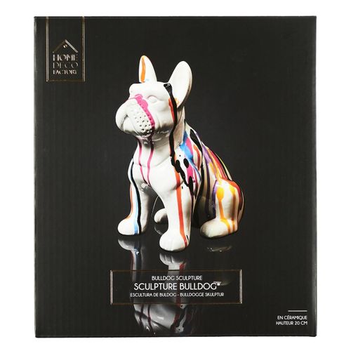Bouledogue En Céramique Assis 20 Cm Multicolore
