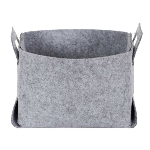 Lot De 3 Boîtes De Rangement "feutrine" 49cm Gris