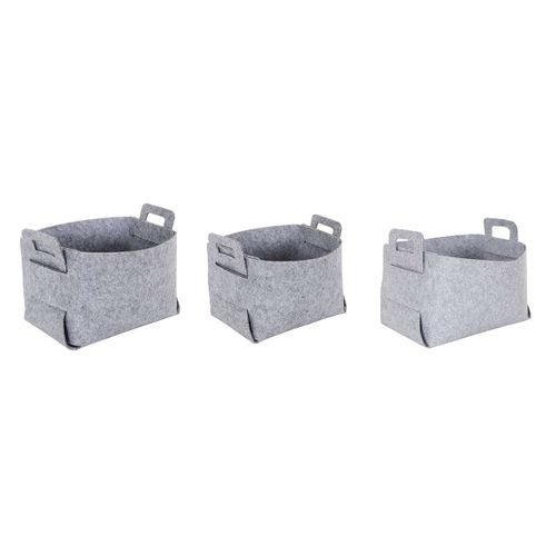 Lot De 3 Boîtes De Rangement "feutrine" 49cm Gris