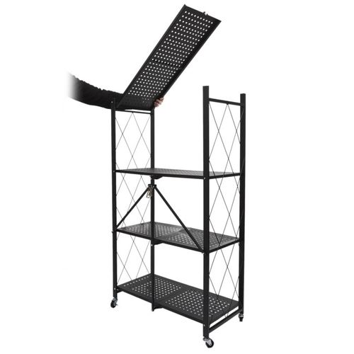 Étagère Pliable En Métal "4 Niveaux" 127cm Noir