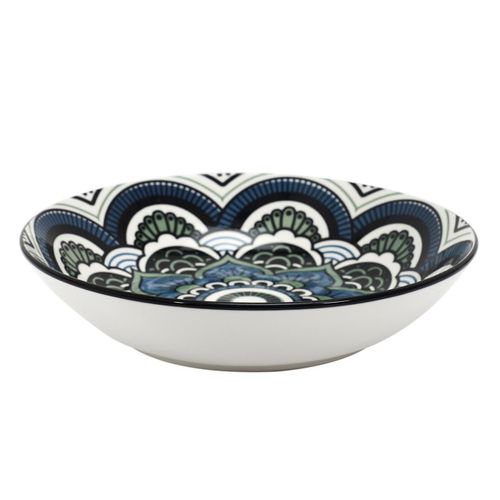 Lot De 6 Assiettes Creuses "mandala" 20cm Bleu