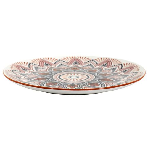 Lot De 6 Assiettes Plates "mandala" 26cm Orange