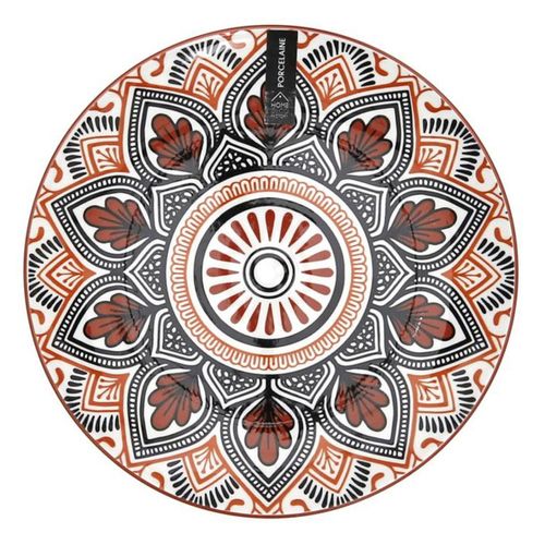 Lot De 6 Assiettes à Dessert "mandala" 19cm Orange