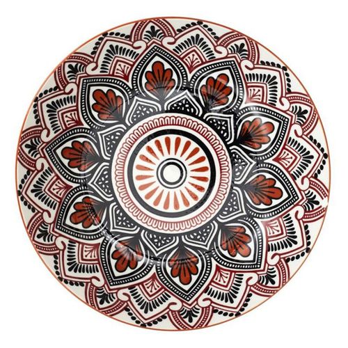 Lot De 6 Assiettes Creuses "mandala" 20cm Orange
