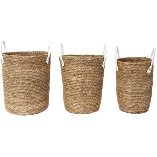 Paniers Tressés Anses En Polyuréthane (lot De 3)