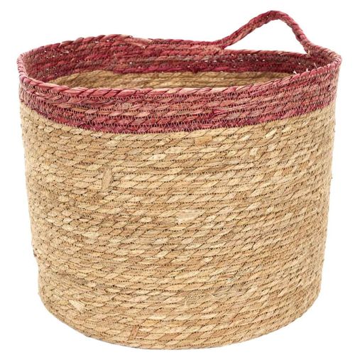 Lot De 3 Paniers Déco "bicolore Tressé" 35cm Rose