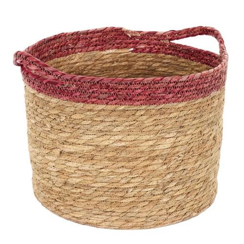 Lot De 3 Paniers Déco "bicolore Tressé" 35cm Rose