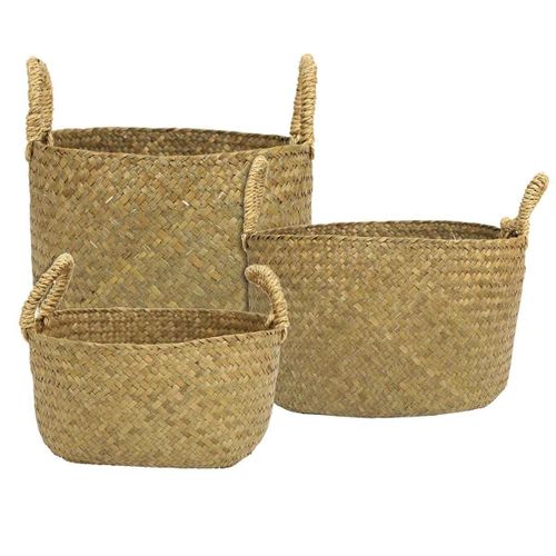 Lot De 3 Paniers De Rangement "tressé" 34cm Naturel