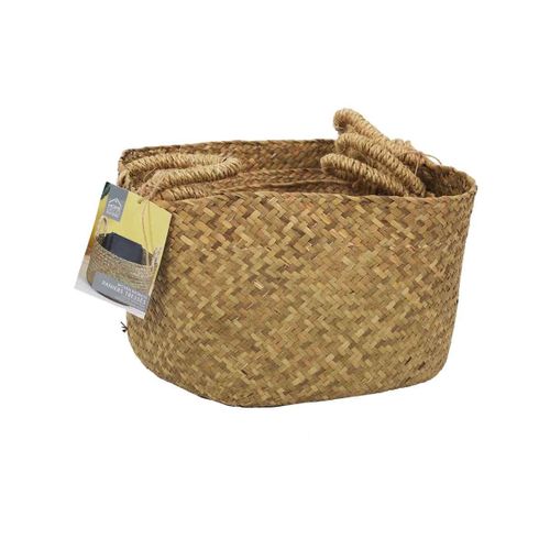 Lot De 3 Paniers De Rangement "tressé" 34cm Naturel