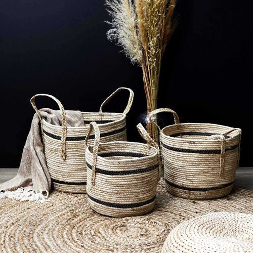 Paniers Bicolores En Fibre De Mais (lot De 3)