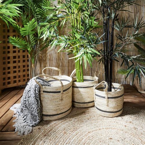 Paniers Bicolores En Fibre De Mais (lot De 3)