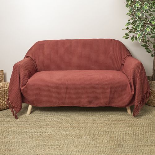 Jeté De Canapé "gaufré" 170x250cm Terracotta