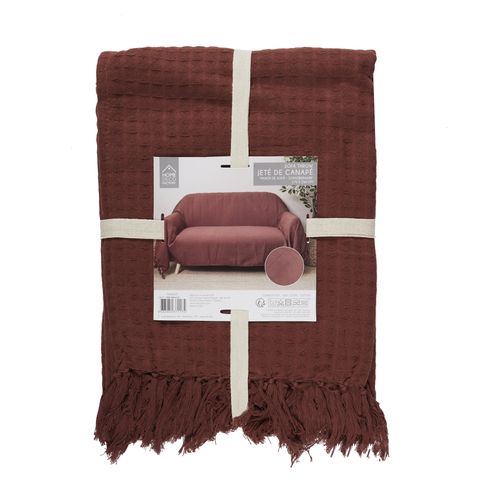 Jeté De Canapé "gaufré" 170x250cm Terracotta