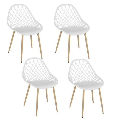 Lot De 4 Chaises Design "malaga" 80cm Blanc