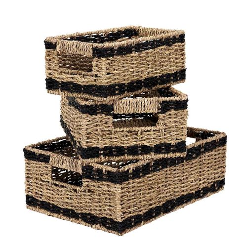 Lot De 3 Paniers De Rangement "mirage" 35cm Noir