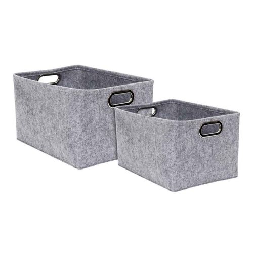 Lot De 2 Paniers De Rangement "anses" 40cm Gris