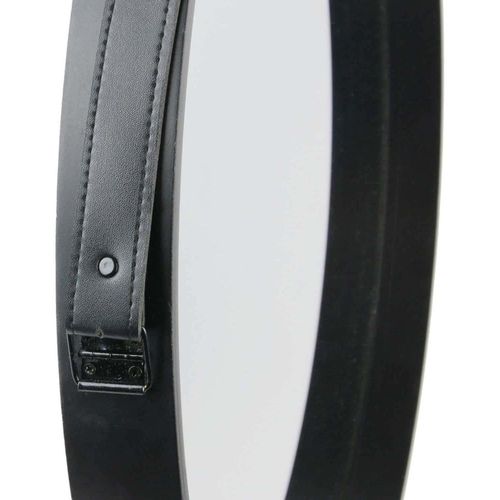 Miroir Rond 50 Cm Avec Anse En Polyuréthane Noir
