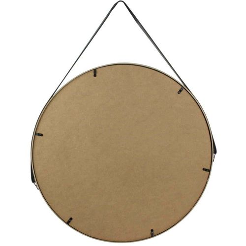 Miroir Rond 50 Cm Avec Anse En Polyuréthane Noir