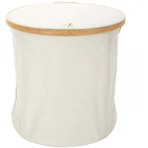 Panier De Rangement Rond En Tissu Et Bambou
